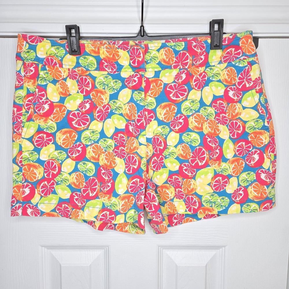 Juniper + Lime Mid-Rise Citrus Fruit Pattern All Over Cotton Shorts Sz 12